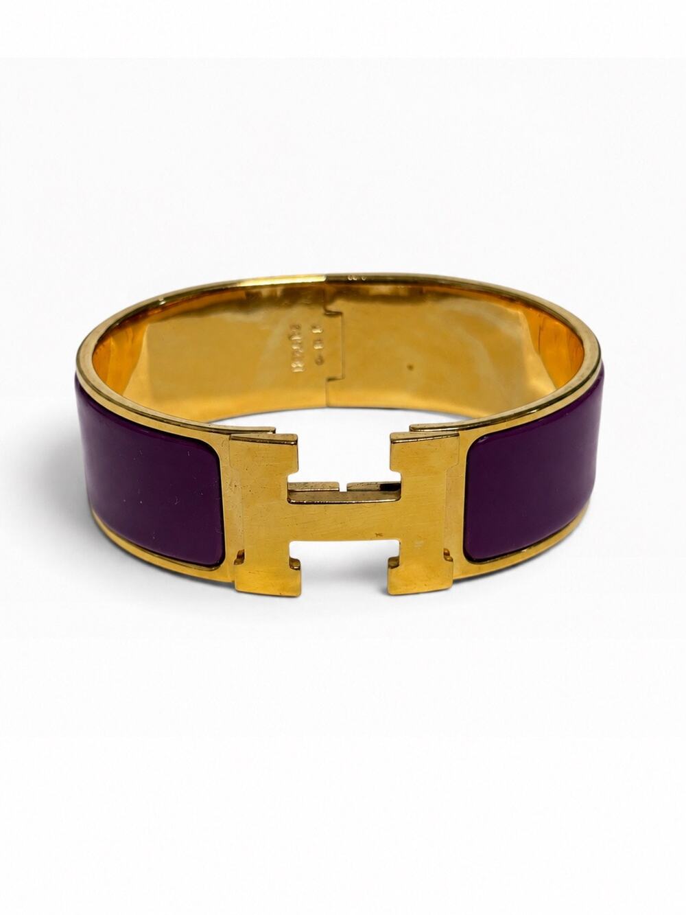 HERMÈS Clic Clac H PM Bracelet Purple Enamel Gold Plated Bangle